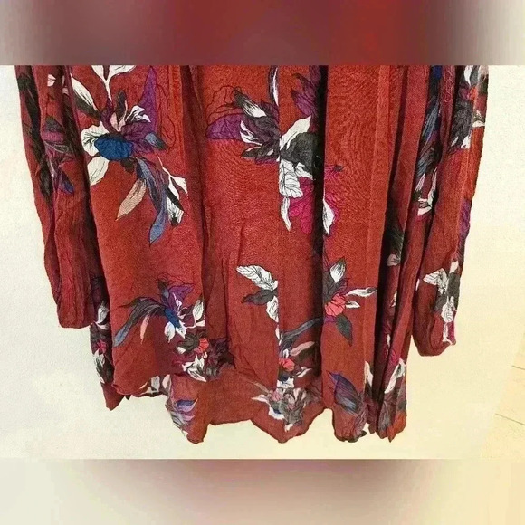 Free People Womens Size S Electric Orchid Print Swing Tunic Dress Boho Flowers - Picture 7 of 14